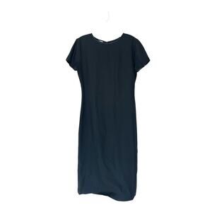 Lynn Lugo Dress Black Basic Classic Classy Short Sleeve Work Office Midi‎ Size 2